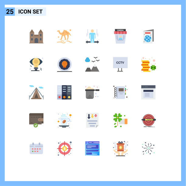 包装25个现代平面颜色的标志和符号图片下载