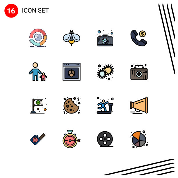 包16条创意平色填充线条图片下载