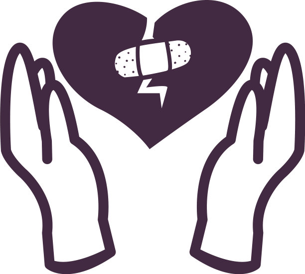 破碎的心与粘带线风格的图标图片下载