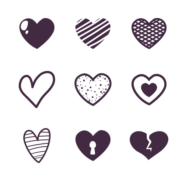 心形线条风格图标集设计图片下载