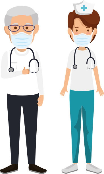护士用口罩与老医生隔离图片下载