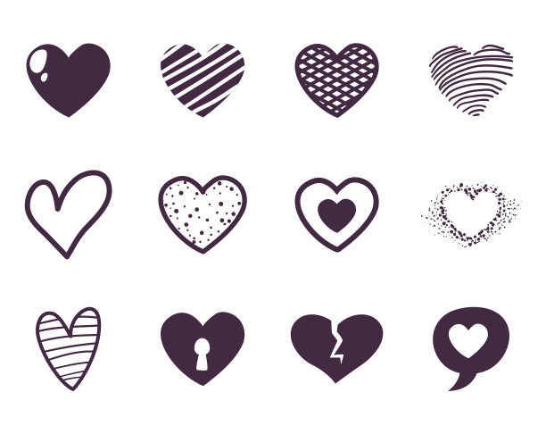 心形线条风格图标集设计图片下载