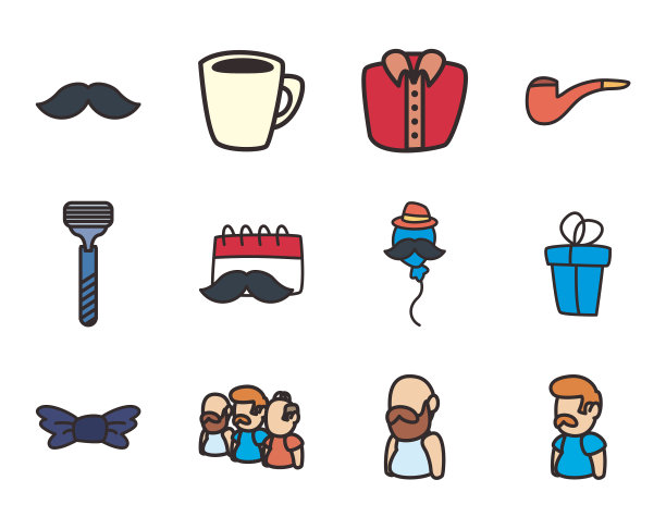 父亲日平风格图标集设计图片下载