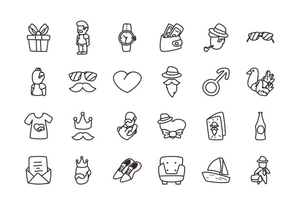 父亲节线风格图标集设计图片下载