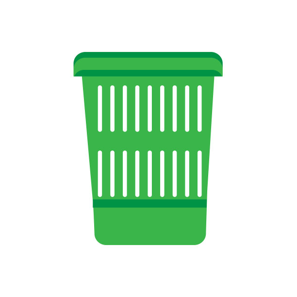 废纸篓绿色扁平的垃圾桶图片下载