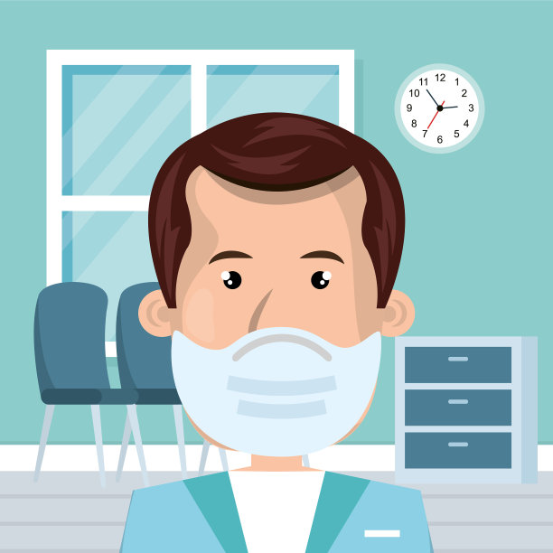 男性医生在诊室使用口罩图片下载