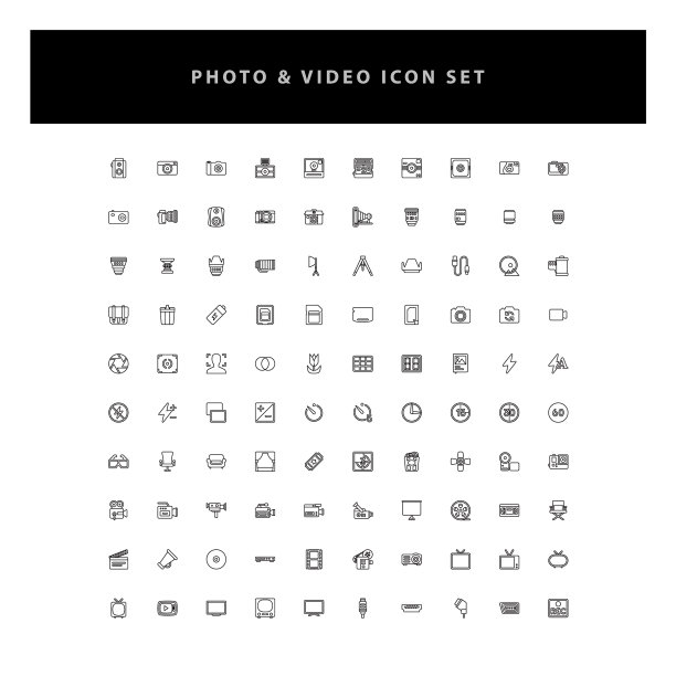 视频和照片图标设置与轮廓设计图片下载