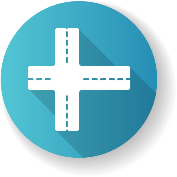 十字路口蓝色平面设计长阴影字形图标图片下载