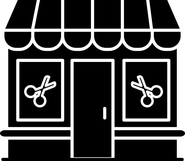 美容院黑色字形图标图片下载