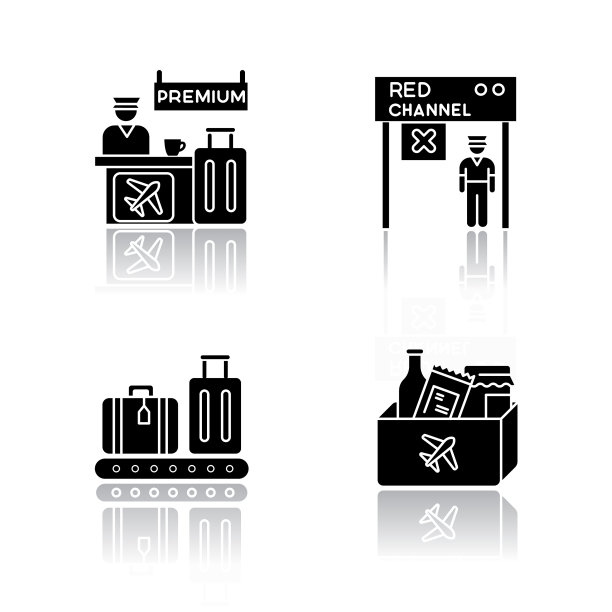 机场航站楼投影黑色象形文字图标图片下载