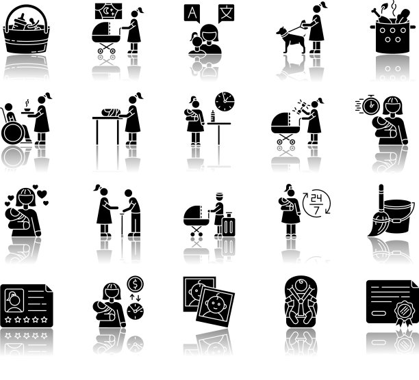 保姆服务下降阴影黑色字形图标图片下载