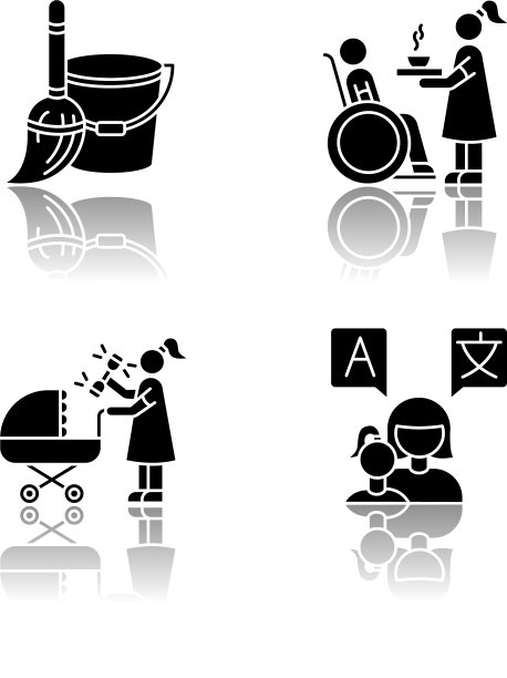 保姆服务下降阴影黑色字形图标图片下载