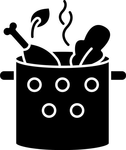 烹饪食物黑色字形图标煮鸡图片下载