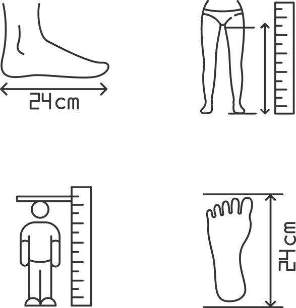 身体测量像素完美的线性图标集图片下载