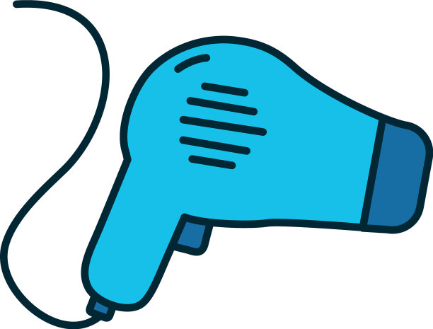 吹风机图标线和填充风格图片下载