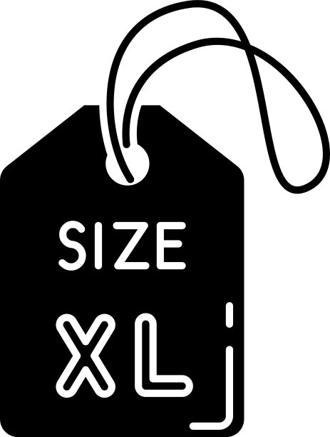 特大号标签黑色字形图标服装图片下载
