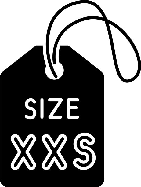 XXS尺寸标签黑色字形图标儿童服装图片下载