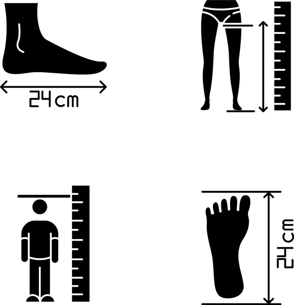 身体测量黑色象形文字图标设置在白色图片下载