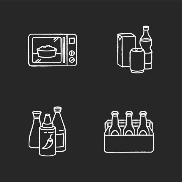 食品店产品粉笔白色图标设置图片下载