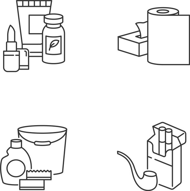 杂货产品像素完美线性图标集图片下载