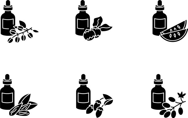 发油黑色象形文字图标设置在空白图片下载