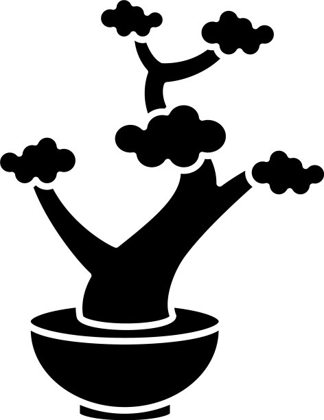 盆景黑色字形图标微型栽培盆栽图片下载