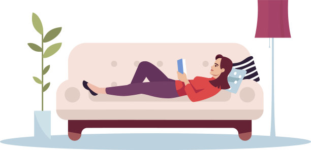 女人躺在沙发上半平RGB色图片下载