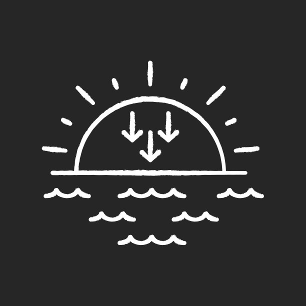 日落粉笔白色图标上的黑色背景图片下载