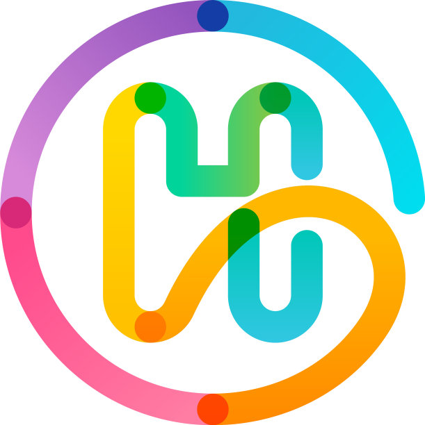 彩虹渐变圆形H字母标志图片下载