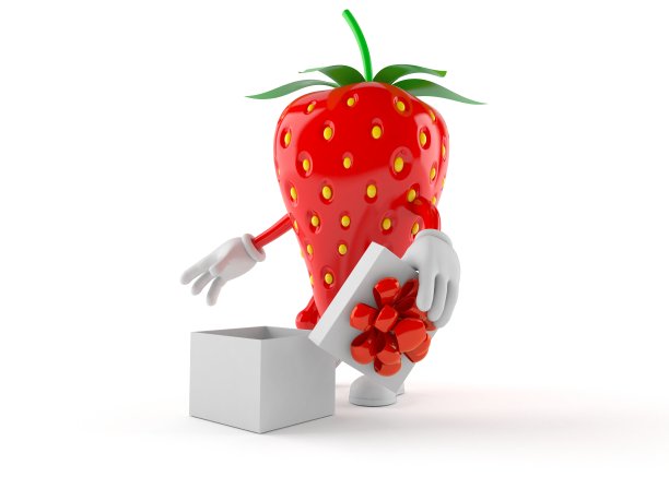 草莓性格与开放的礼物图片下载