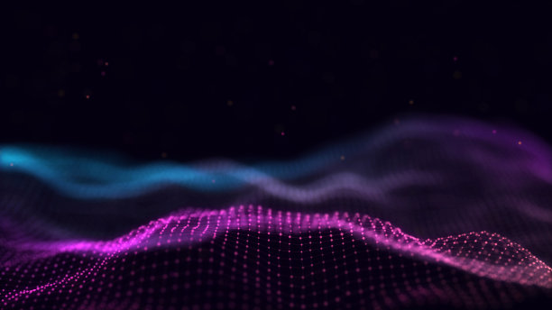 3d抽象数字技术背景。具有渐变点和线的未来科幻用户界面概念。大数据、人工智能、音乐hud。区块链和cryptocurrency图片下载