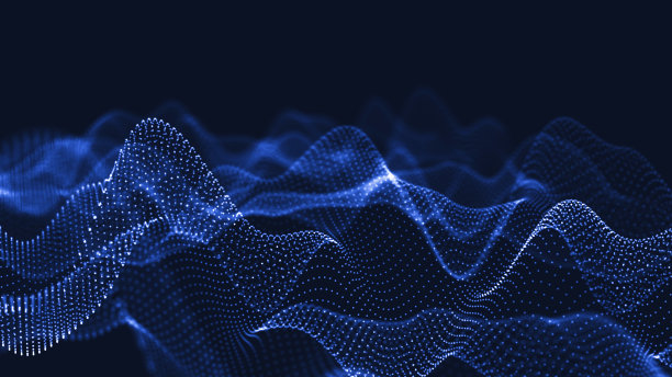 3d抽象数字技术背景。具有渐变点和线的未来科幻用户界面概念。大数据、人工智能、音乐hud。区块链和cryptocurrency图片下载