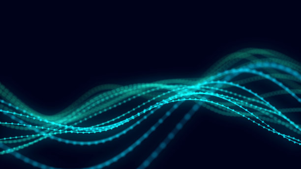 3d抽象数字技术背景。具有渐变点和线的未来科幻用户界面概念。大数据、人工智能、音乐hud。区块链和cryptocurrency图片下载