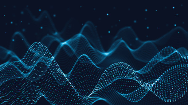 三维抽象数字技术背景。带有渐变点和线的未来科幻用户界面概念。大数据、人工智能、音乐hud。区块链和加密货币图片下载