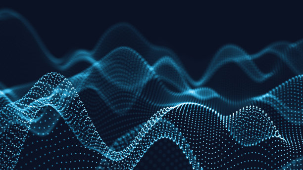 3d抽象数字技术背景。具有渐变点和线的未来科幻用户界面概念。大数据、人工智能、音乐hud。区块链和cryptocurrency图片下载