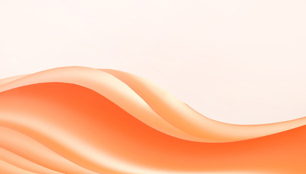 抽象曲线背景和波浪几何概念与最小平面设计在橙色背景，纸艺术风格- 3d渲染素材图片