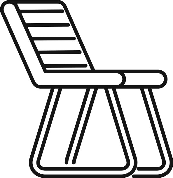 钓鱼椅图标轮廓风格图片下载