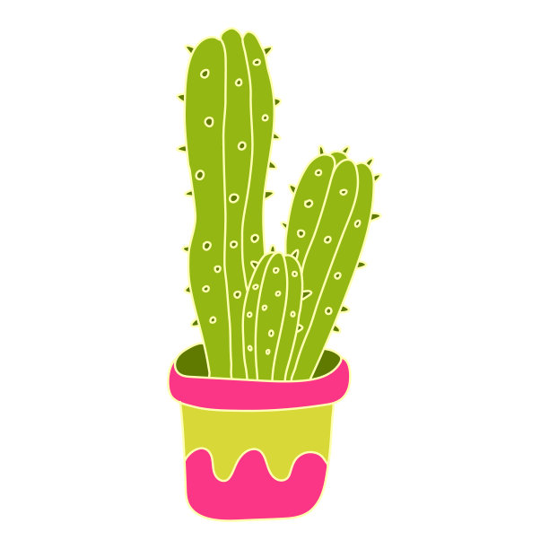 仙人掌在扁平风格与轮廓。图片下载