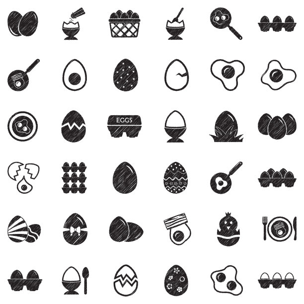 鸡蛋图标。黑色涂鸦设计。矢量插图。图片下载