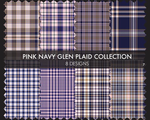 粉红色海军格伦格子呢无缝图案系列图片下载