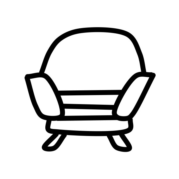 扶手椅孤立在白色背景上。在白色背景上用黑色线条勾画轮廓。矢量集合家具在涂鸦风格图片下载