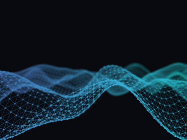 3d抽象数字技术背景。具有渐变点和线的未来科幻用户界面概念。大数据、人工智能、音乐hud。区块链和cryptocurrency图片下载