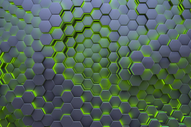 六角形燃料电池棒。抽象的背景。绿色的风格。图片下载