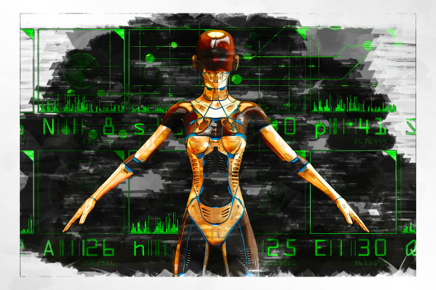 一个科幻女性的艺术3D插图图片下载