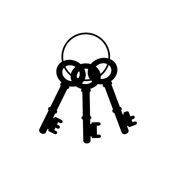 黑色的钥匙链上的图标。孤立的背景。矢量图图片下载