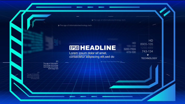 蓝色线路板框架，科幻太空互联网技术背景。图片下载