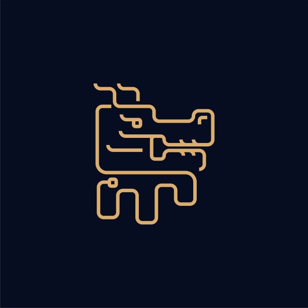 现代连续线龙象征商业，科技品牌标识插画图片下载