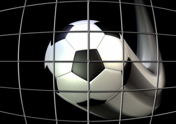 一个足球瞄准一个目标的3D插图通过散射烟雾图片下载