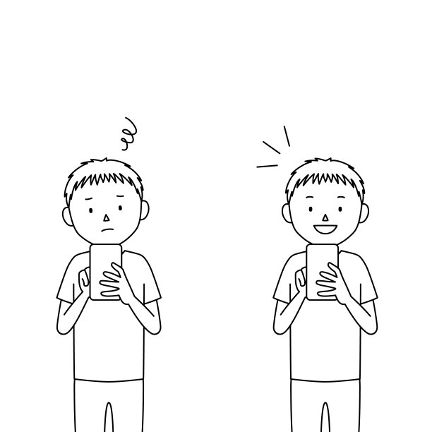 一个男孩使用智能手机的插图(我不知道如何使用它，我明白!)图片下载