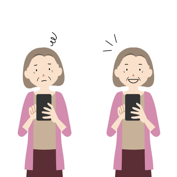 高级女性使用智能手机的插图(我不知道怎么用，我懂!)图片下载